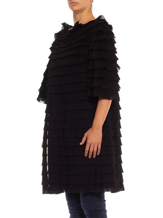 1950S Black Nylon Blend Balenciaga Style Ruffled … - image 2