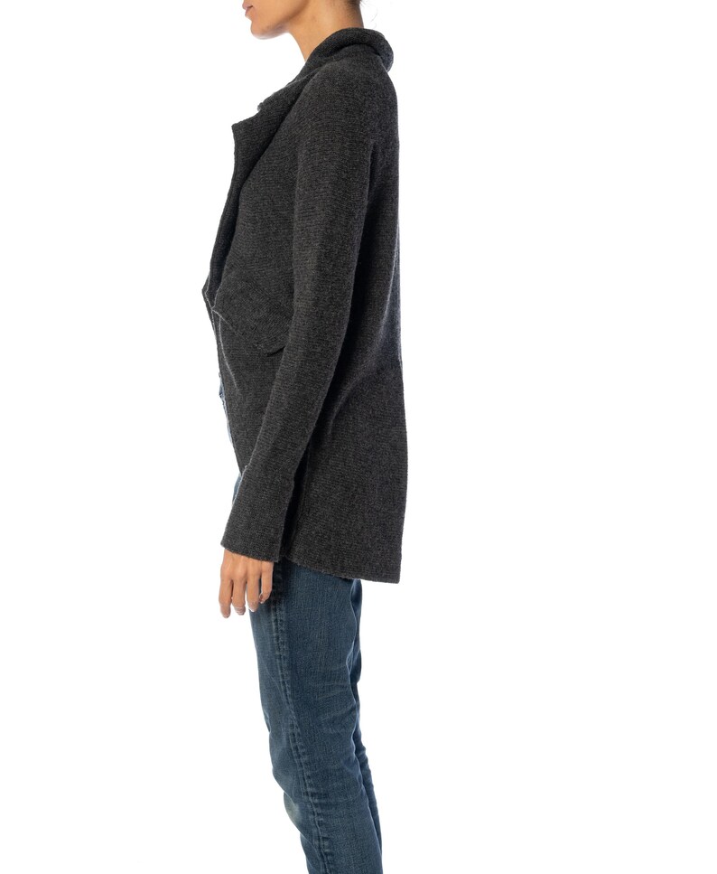 2000S YS YOHJI YAMAMOTO Dark Gray Wool Knit Jacket image 2