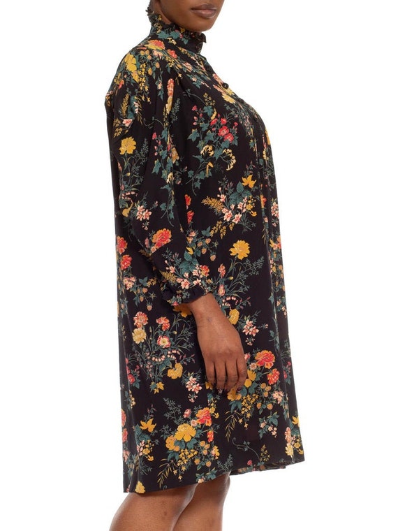 1980S EMANUEL UNGARO Black & Yellow Floral Silk O… - image 2