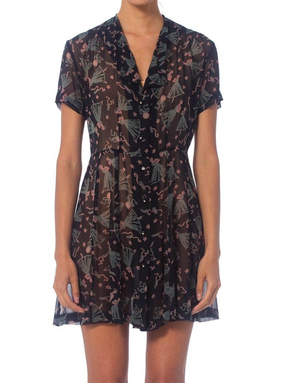 1990S ANNA SUI Black Silk Chiffon Iconic & Famous