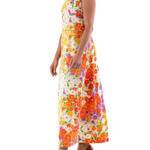 1970'S Cream Orange Flower Print Dress image 4