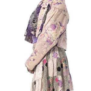 1980S Purple Printed Skirt, Top & Jacket Ensemble Made From Japanese Kimono Silk image 2