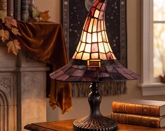 Gothic Witch Hat Resin Table Lamp - Vintage Halloween Decor and Night Light
