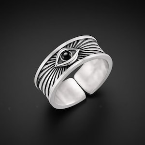 All Seeing Eye Ring, Gothic Eye Ring, Stainless Steel Ring, Occult Jewelry, Unisex Statement Ring, Mystical Gothic Jewelry