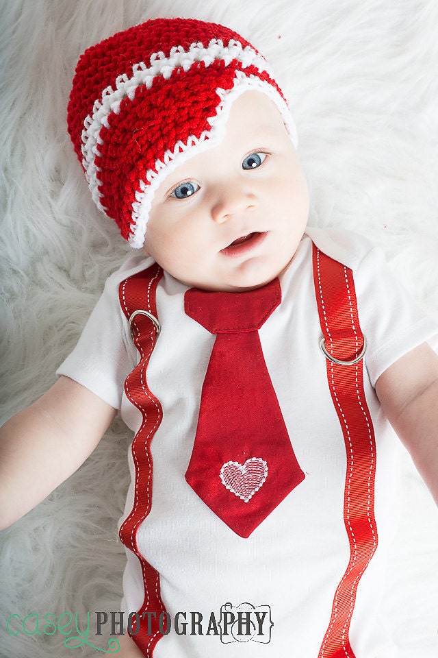 Baby boy Valentine's Day tie one piece bodysuit with | Etsy