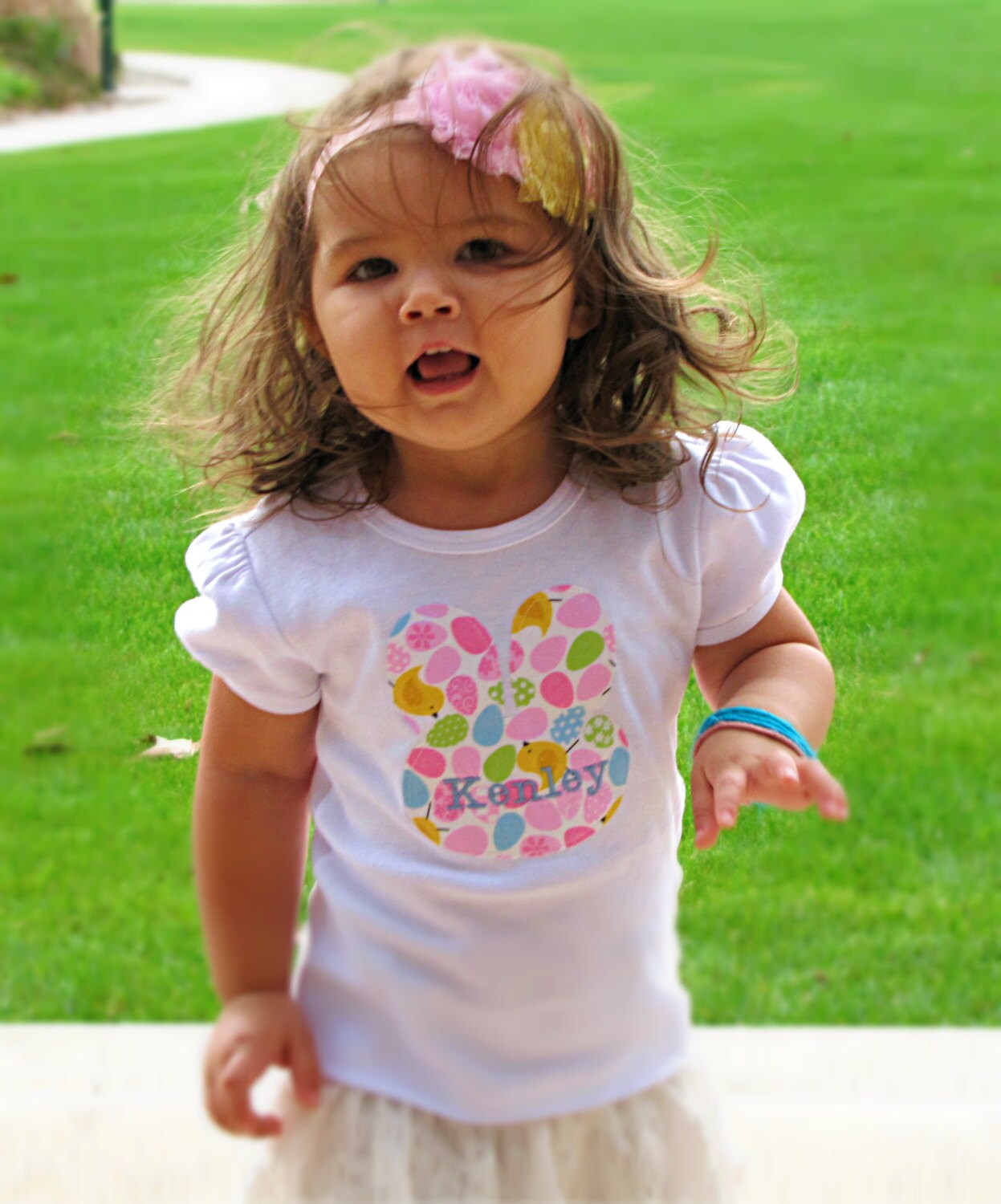 Little girl Easter shirt with ruffled sleeves and name bunny Etsy