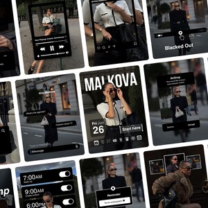 iOS Core Instagram Template Bundle for Content Creators, Small Businesses, Black Instagram Posts, Carousels, Stories, Reel Covers, Icons