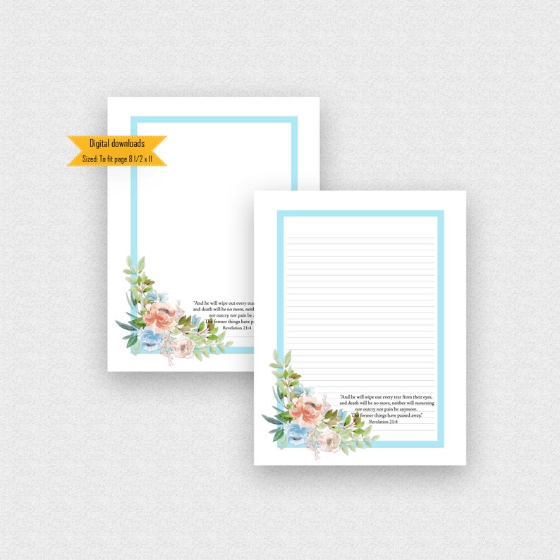 JW Letter Writing Paper Instant Download Floral Stationery Etsy