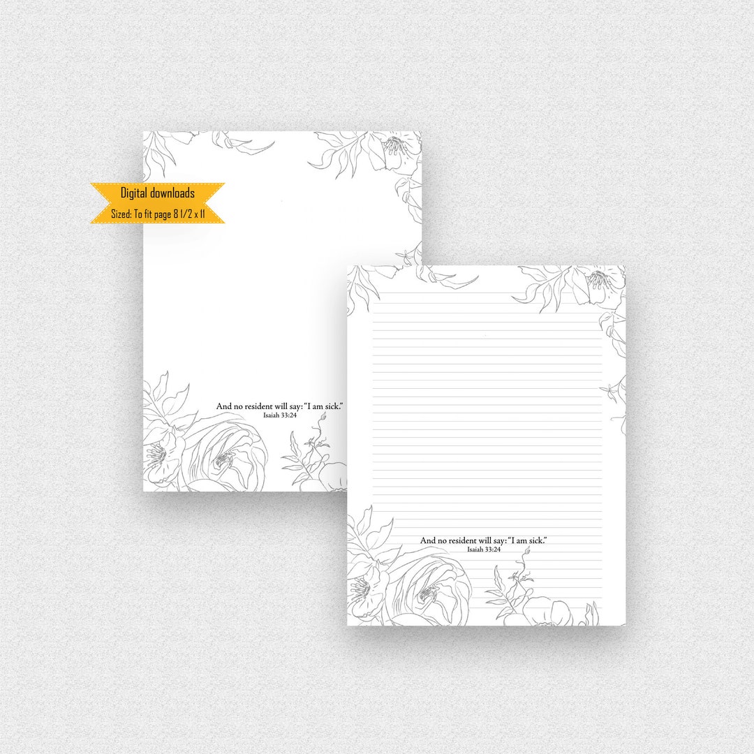 JW Letter Writing Paper, Instant Download, Floral Stationery Etsy