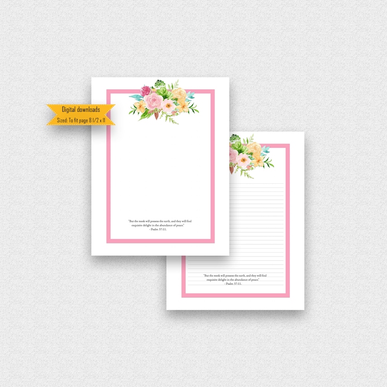 JW Letter Writing Paper, Instant Download, Floral Stationery - Etsy