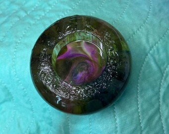 Green Purple Round Resin Candle Holder