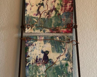 Metal framed abstract painted Wall Art