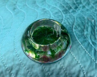 Green Marbled Round Resin Candle Holder