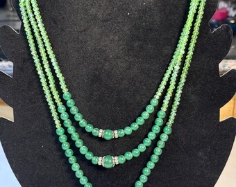 Green Beaded 18-Inch Necklace