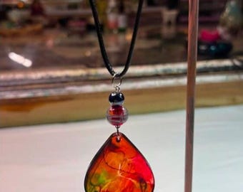 Rainbow Teardrop 18-Inch Resin Necklace