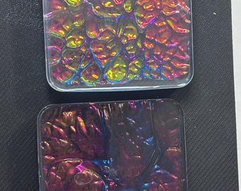 Dichromatic fusion film Iridescent Square Resin Coaster
