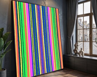 Vibrant Multicolor Stripe Canvas Wall Art, Bold Vertical Lines Decoration, Colorful Modern Home Accent, Contemporary Canvas Design