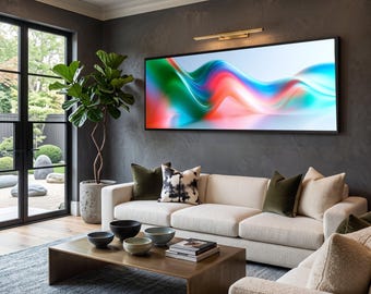 Vibrant Wave Flow Canvas, Colorful Abstract Wall Art, Modern Home Decoration, Fluid Motion Design Canvas, Living Room Accent