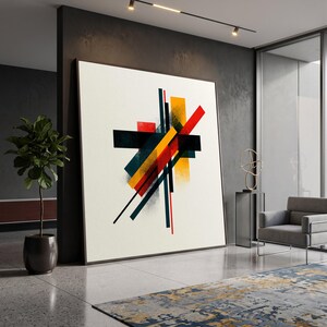Modern Abstract Geometry Canvas Wall Art, Colorful Rectangle Lines, Contemporary Home Decor, Minimalist Canvas Design, Artistic Wall