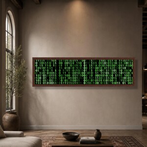 Glowing Binary Code Canvas, Digital Matrix Wall Art, Tech Abstract Canvas, Modern Home Decoration, Cybersecurity Theme Artwork image 3