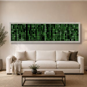 Glowing Binary Code Canvas, Digital Matrix Wall Art, Tech Abstract Canvas, Modern Home Decoration, Cybersecurity Theme Artwork image 5
