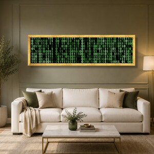 Glowing Binary Code Canvas, Digital Matrix Wall Art, Tech Abstract Canvas, Modern Home Decoration, Cybersecurity Theme Artwork image 6