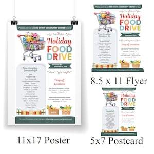 Community Food Drive Flyer Template - Editable in Canva - Charity Event Poster - Nonprofit Fundraiser - Instant Download
