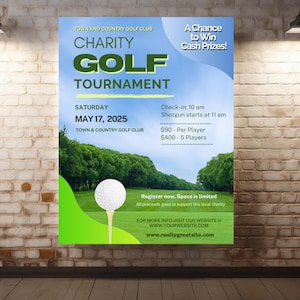 Golf Event Flyer,Fundraiser,Free Canva Editable flyer,Tournament,Event Marketing,Nonprofit Template, Digital download