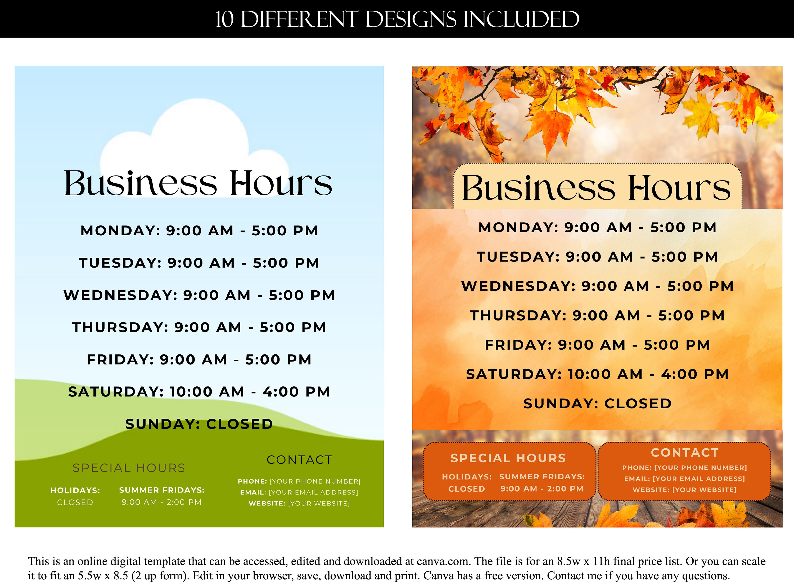 Receiving Hours Sign Editable Business Hours Sign Editable Printable Template, Custom Store Hours ...