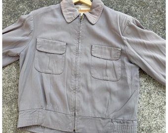1950s Penneys Rayon Gabardine Ricky Jacket Gray 2 Pocket Rockabilly Vintage 40