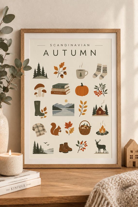 Scandinavian Autumn Poster A3 | Minimalistisches Herbst Poster | Nordic Wall Art | Skandinavische Wanddeko | A3 Kunstdruck