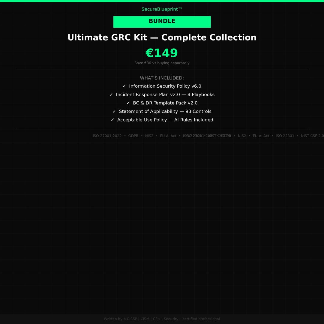 Ultimate GRC Kit | Complete Cybersecurity Bundle | ISO 27001 GDPR NIS2 ...