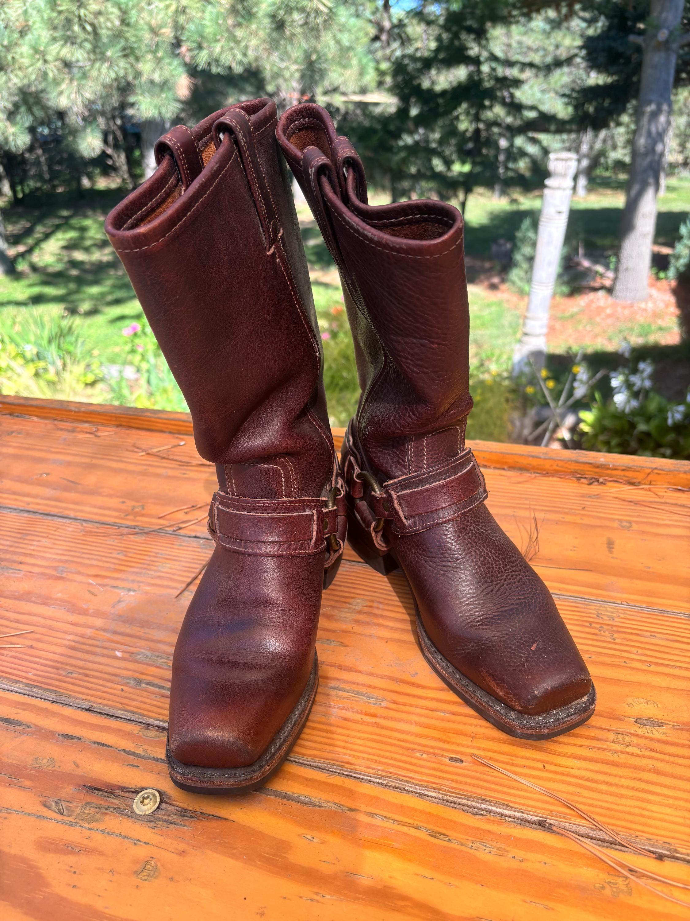 FRYE フライ y2k ステッチ刺繍 レザー ミドル ウエスタンブーツ 茶 Womens frye boots - Etsy 日本