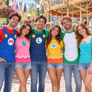 Super Merio Cosplay-kostym, Mario Halloween-kostym, Luigi Yeshi Padda Bowser Prinsessan Peach, Merio familjematchande tröjor
