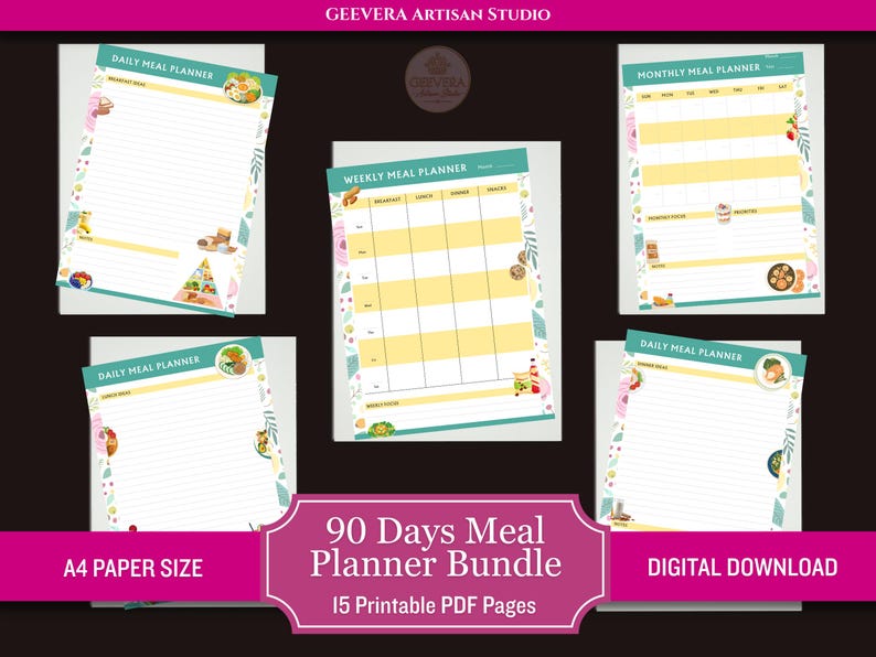 90 Days Meal Planner for Weight Loss Bundle Printable PDF, Weekly ...