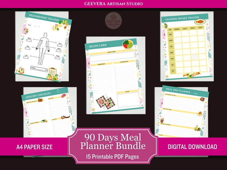90 Days Meal Planner for Weight Loss Bundle Printable PDF, Weekly ...
