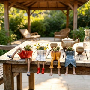 Maceta colgante con forma de piernas divertidas, figura de ropa original, maceta para suculentas, maceta colgante de resina para mesa, regalo único para la decoración del jardín.