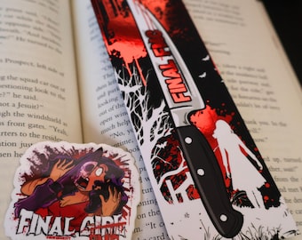 Horror Bookmark & Sticker Bundle | Spooky Bookmark + Sticker | Horror Book Lovers Gift | Double Sided Metallic Bookmark + Vinyl Sticker