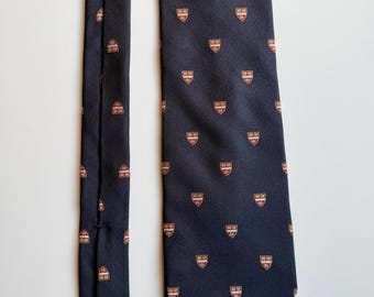 Vintage Harvard University Graduate Society 100%  Silk Neck Tie Blue Crest Williams Chelsea Ltd