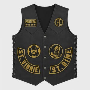 Pantera Inspired Motorcycle Vest | Cowboys From Hell Leather Biker Vest | Rock Fan Gift | Gift For Him