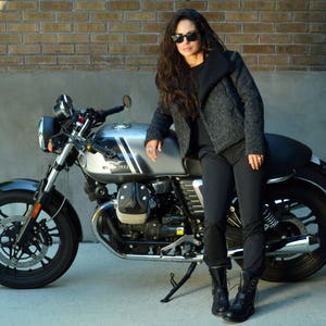 Knit moto jacket, moto jacket, wool coat, moto jacket, side zip jacket, jacket, coat, wool coat, minimalist jacket, asymmetrical jacket