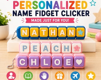 Brinquedo sensorial personalizado com nome | Brinquedo sensorial impresso em 3D (chaveiro opcional)