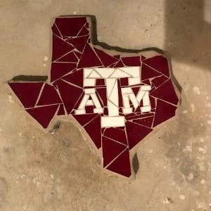 Texas Shaped Stepping Stone with Texas ATM Aggie Mosaic Top!