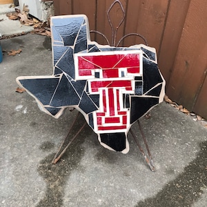 Texas Tech University Texas Shaped Stepping Stone with Mosaic Top!