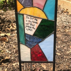 Stained Glass Garden Yard Stake &quot;As For Me & My House We Shall Praise the Lord&quot;