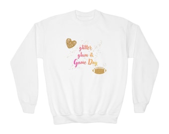 Glitzerndes Glamour- und Spieltags-Sweatshirt für Kinder und Jugendliche | Fußballherz-Design