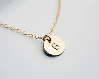 GOLD Filled Initial Necklace,custom monogram necklace,Everyday Jewelry,Birthday gift,Bridesmaids necklace,hand stamped,font choice,birthday