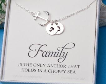 Entire sterling silver Anchor Necklace,sideways Anchor,Personalized initial anchor,Sailors Anchor,Wedding Jewelry,Bridesmaid gifts,daily Jew