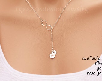 Infinity initial necklace,Sideways infinity,Initial necklace,monogram necklace,hand stamped initial,font choices,best friend gift,Everyday