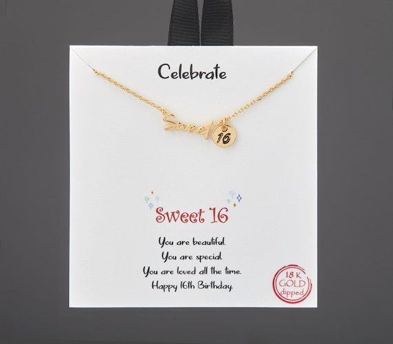 Sweet 16 Necklace With Note Card, Sweet 16 Gift for Girls,16th